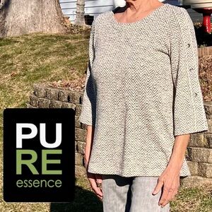 •Pure Essence Herringbone Sweater Top SZ S! EUC!